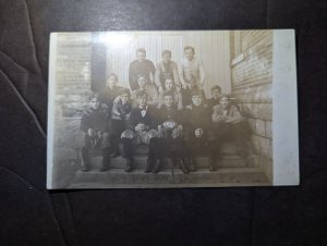 Mint 1908 USA RPPC Postcard Early Football Players LOHS