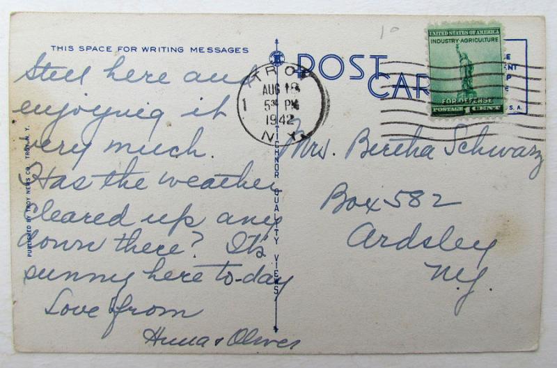 VINTAGE 1942 POSTCARD TROY UNION STATION TROY NY railroad railway depot