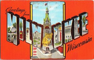 Postcard WI Greetings From MILWAUKEE Wisconsin Vintage LARGE Letter Card