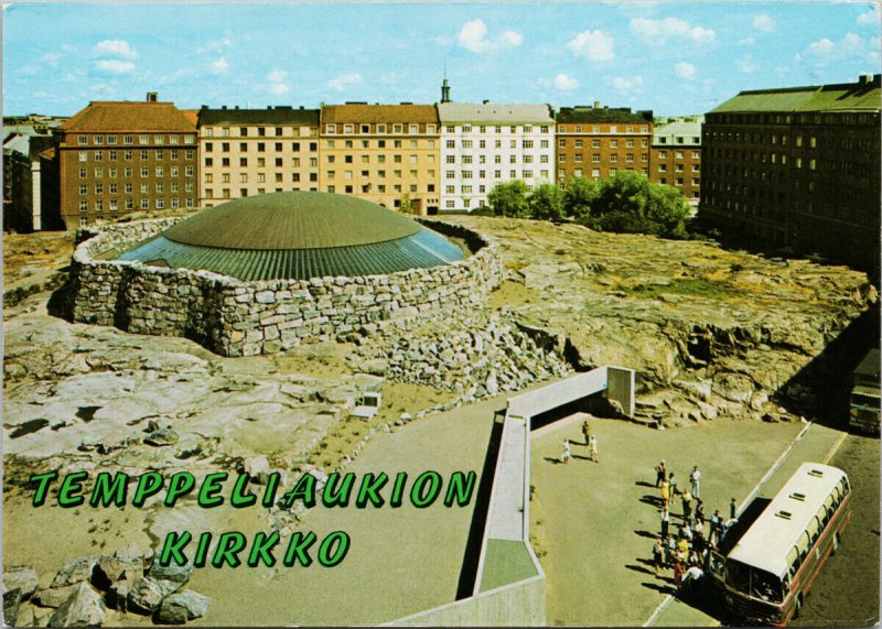 Helsinki Suomi Finland Temppeliaukion Kirkko Church Vintage Postcard C8 