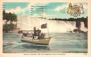 Vintage Postcard 1949 Maid of  The Mist and The American Falls of Niagara Canada