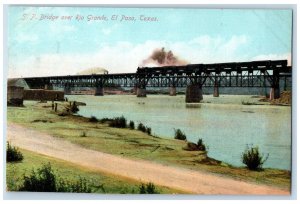 S.P. Bridge Over Rio Grande Trail Railroad Scene El Paso Texas TX Postcard