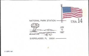 US UX117 Unused. US Flag,  Nat. Park Station - Everglades, Florida