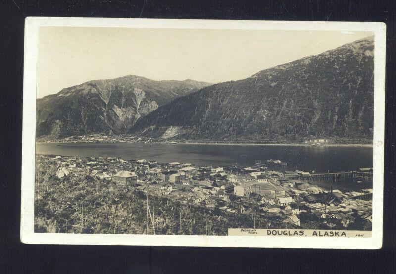 RPPC DOUGLAS ALASKA BIRDSEYE VIEW VINTAGE REAL PHOTO POSTCARD