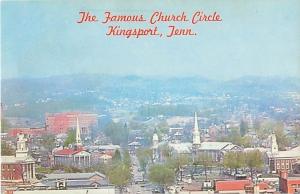 Kingsport, Tennessee Famous Church Circle Aerial View Vintage Postcard