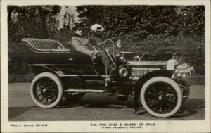 TM King & Queen of Spain in Car c1910 Real Photo Postcard