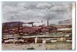 c1920's A.V. Smelter Smokestacks Mining Operation Leadville Colorado CO Postcard