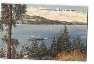 Lake Coeur d'Alene Idaho ID Postcard 1930-1950 Ship Seeweewana