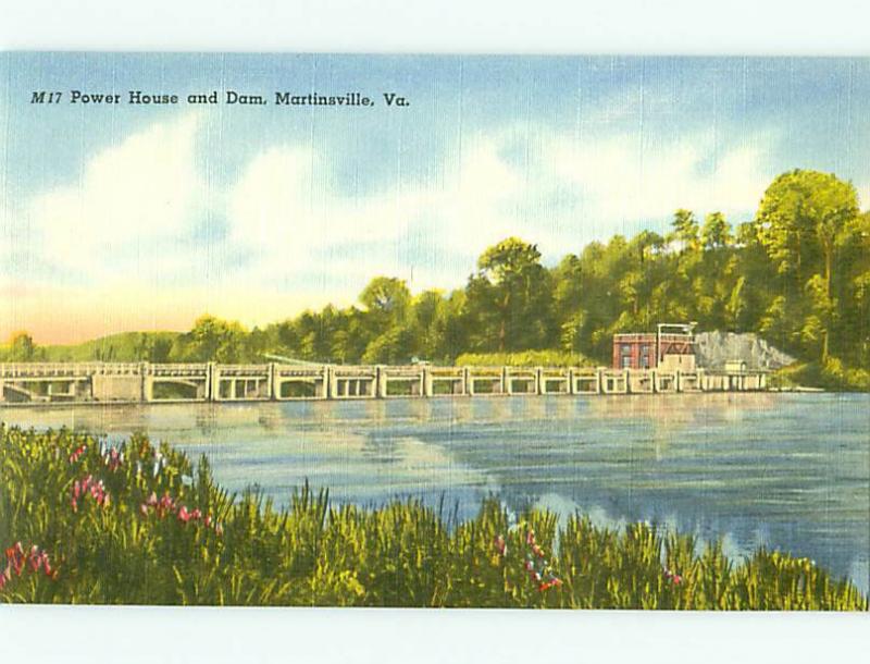 Martinsville VA M17 Power House Dam Bridge Spillway Resevoir  Postcard # 5659