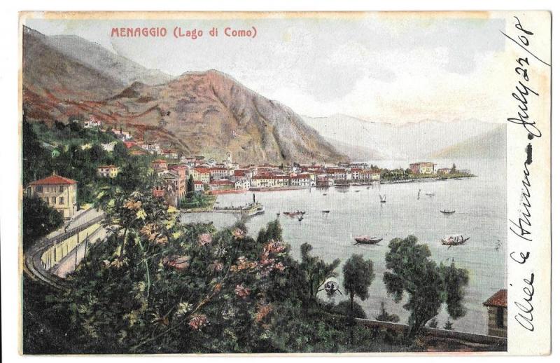 Italy Menaggio Lago di Como Lake Como Vintage Postcard