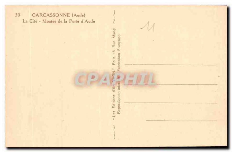 Old Postcard Cite in Carcassonne Montee the Porte d'Aude