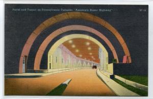 Tunnel Portal Pennsylvania Turnpike America's Super Highway linen postcard