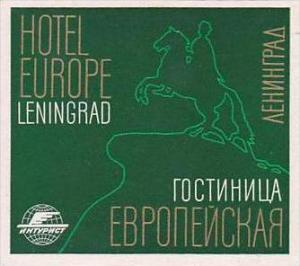 RUSSIA LENINGRAD HOTEL EUROPA VINTAGE LUGGAGE LABEL