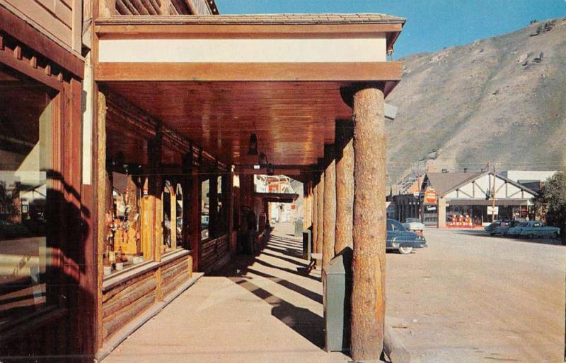 Jackson Wyoming Old West Street Scene Veranda Vintage Postcard