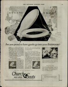 1927 Church Seats Toilet Seats Sani White Vintage Print Ad 3872