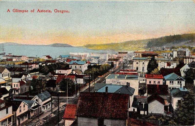 Astoria Oregon Birdseye View Of City Antique Postcard K77413