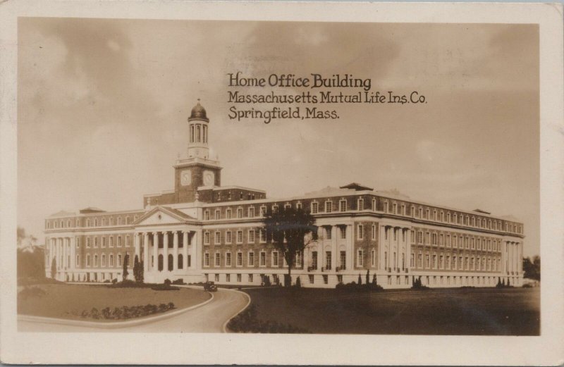 RPPC Postcard Home Office Building Massachusetts Mutual Life Springfield MA