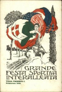 Italy Sports Festival Flags Patriotic SPORTIVA INTERALLEATA 1918 Villa Umberto I