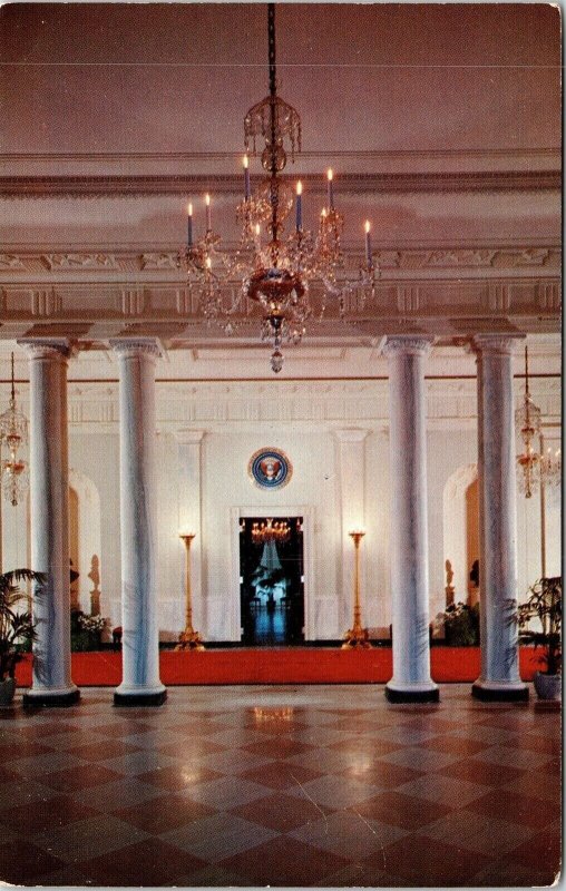 White House Main Entrance Hall Washington DC Lumitone New York NY Postcard UNP 