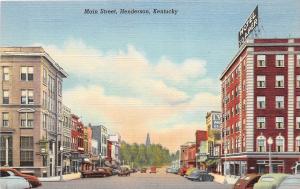 C71/ Henderson Kentucky Ky Postcard Linen Main Street Stores Hotel Soaper