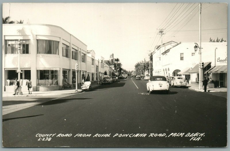 PALM BEACH FL COUNTY ROAD VINTAGE REAL PHOTO POSTCARD RPPC