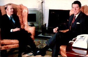President Ronald Reagan With French Foreign Minister Jean Francois Poncet