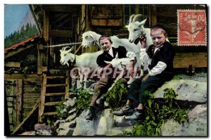 Old Postcard Goats Goat Kids