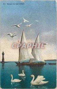 Old Postcard Boat Lake Leman Swan Boat