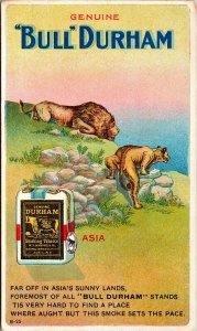 Vintage 1900 Bull Durham Asia Lion Tobbaco Victorian Advertising Trade Postcard