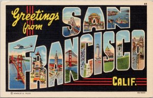 Greetings from San Francisco CA Large Letter c1939 Expo Cancel Postcard G58 