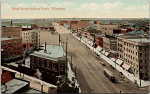 Main Street looking North Winnipeg Manitoba MB Birdseye Streetcar Postcard H7