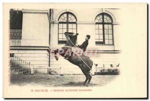 Old Postcard Horse Riding Equestrian Jumper in Saumur freedom Courbette