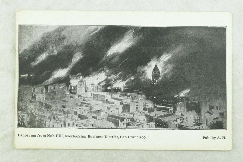 C.1906 San Francisco Earthquake Business District from Nob Hill Postcard P97