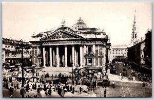 Vtg Brussels Belgium La Bourse Stock Exchange 1910s RPPC Real Photo Postcard