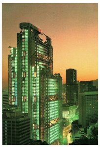 Hong Kong Bank at Night w Sunset City View Postcard