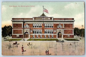 Fort Wayne Indiana Postcard Bloomingdale School Building Aerial View 1911 Posted