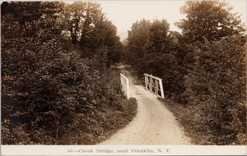 Creek Bridge near Franklin NY New York RPPC Postcard H50