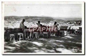 Old Postcard Fes Morocco Panorama of the media took the coffee Mayor of Merin...