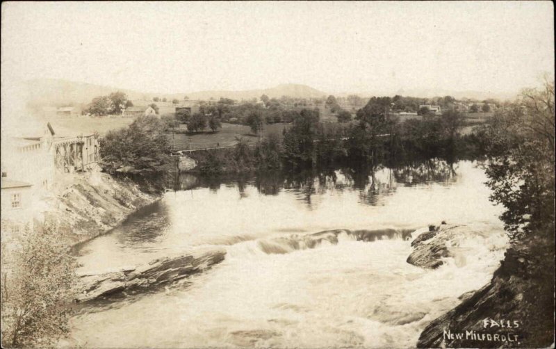 New Milford Connecticut CT Waterfall c1910 Real Photo Vintage Postcard