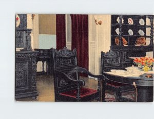 Postcard Dining room & the President's Chair, Home of Franklin D. Roosevelt, NY