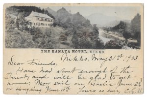 Kanaya Hotel, Nikko, Japan 1903 Postcard to Oakland, California