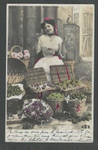 1906 Post Card France Fruit & Flower Seller