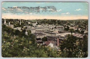 1907 GALENA ILLINOIS*BIRDS EYE VIEW SHOWING WEST SIDE*AERIAL*MADISON WISCONSIN