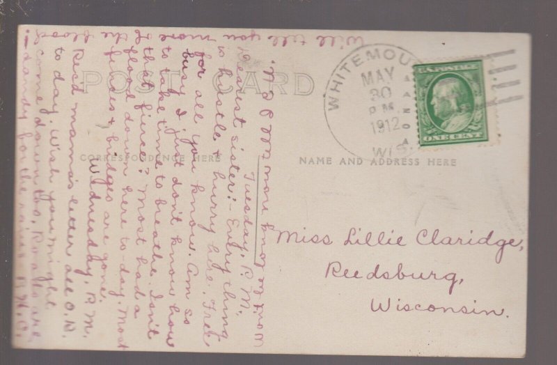 Plain WISCONSIN RPPC 1912 BIRDSEYE VIEW Add On AIRPLANE nr Spring Green WI KB