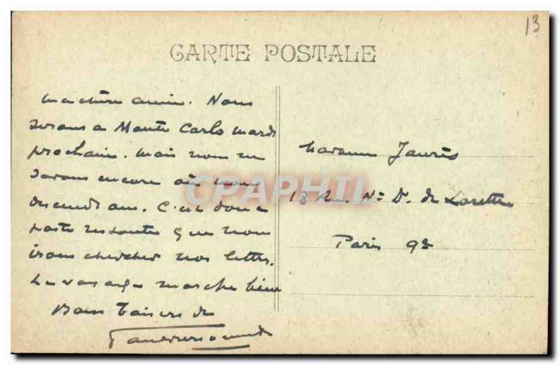 Old Postcard Marseille Monument Mobile and Allees