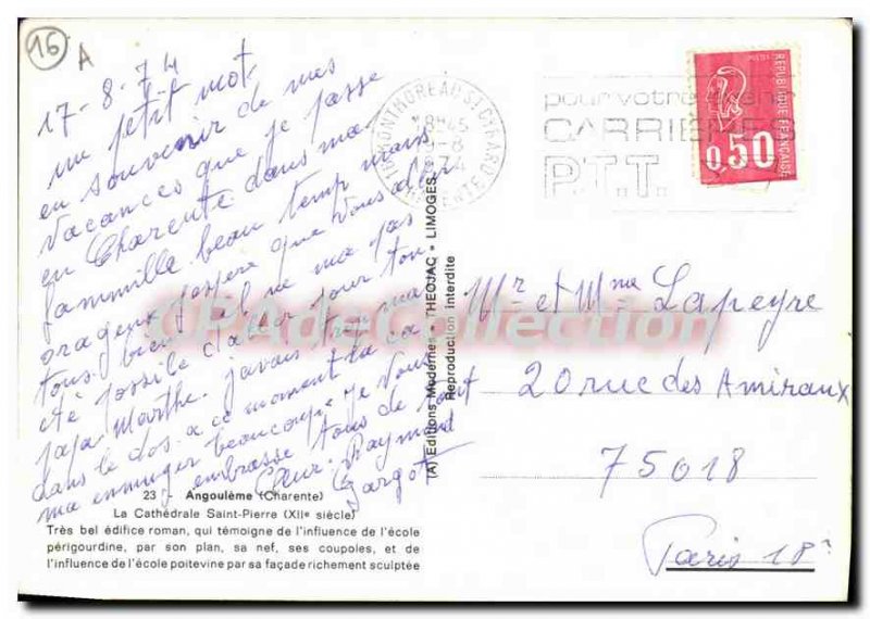 Modern Postcard Angouleme Charente La Cathedrale Saint Pierre