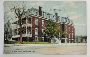 Leavenworth Kansas St. John's Hospital c1910 Postcard S19