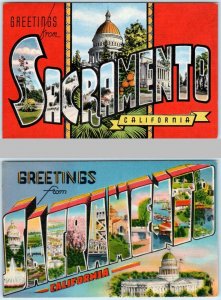 2 Large Letter Linens SACRAMENTO, CALIFORNIA CA  Kropp, Metrocraft  Postcard