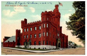 State Armory Lowell Massachusetts Postcard Posted 1915