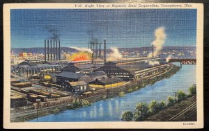 Vintage Postcard 1937 Republic Steel Corporation, Night, Youngstown, Ohio (OH)